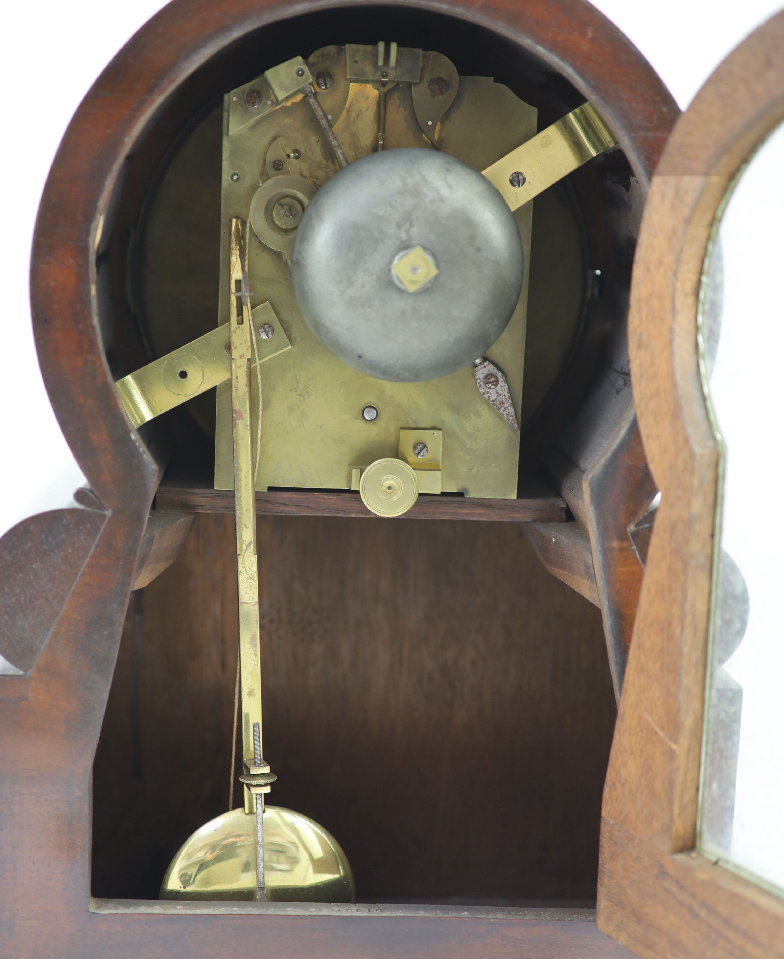 R W Cousens of Commercial Road, London, an early 19th century mahogany bracket timepiece H 43cm. W 32cm. D 17cm.